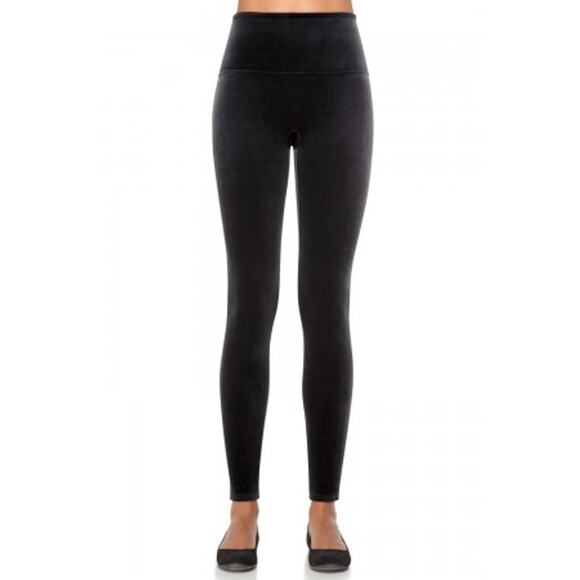 SPANX Pants - Spanx Ready-To-Wow! Velvet Leggings High Waisted Stretch Slim Fit Black Large